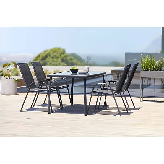 Set of 2 Garden Chairs for Terrace Balcony Black