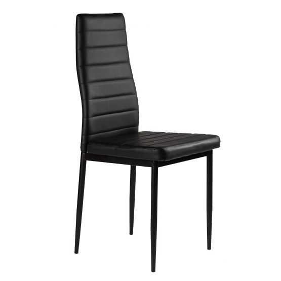 Set of 4 Eco-Leather Chairs with High Backrest - Black