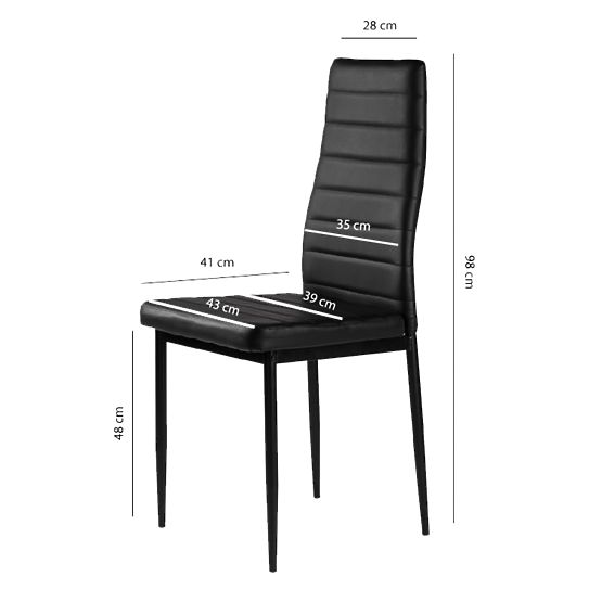 Set of 4 Eco-Leather Chairs with High Backrest - Black