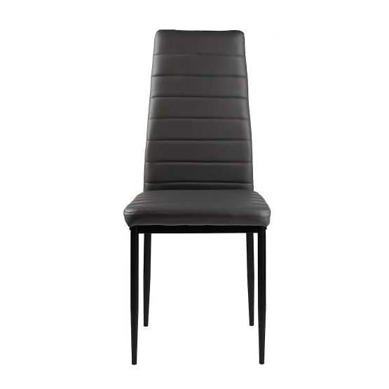 Set of 4 Eco-Leather Chairs with High Backrest - Grey