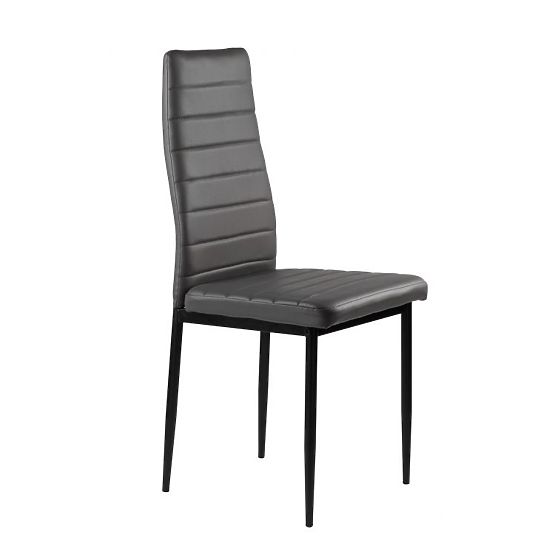 Set of 4 Eco-Leather Chairs with High Backrest - Grey