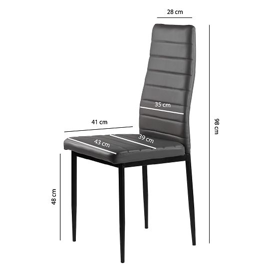 Set of 4 Eco-Leather Chairs with High Backrest - Grey