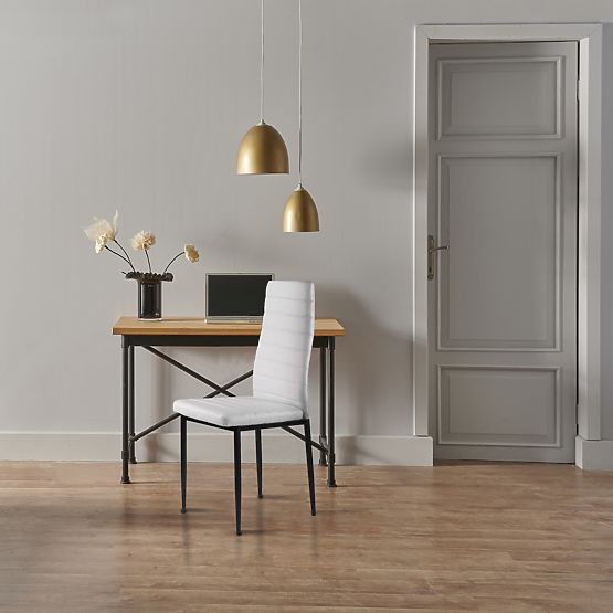 Set of 4 Eco-Leather Chairs with High Backrest - White