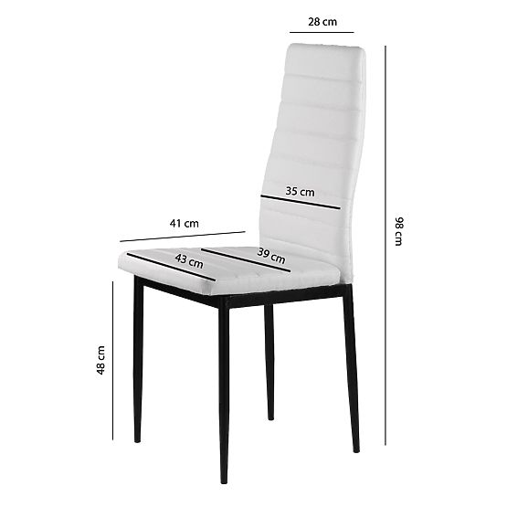Set of 4 Eco-Leather Chairs with High Backrest - White