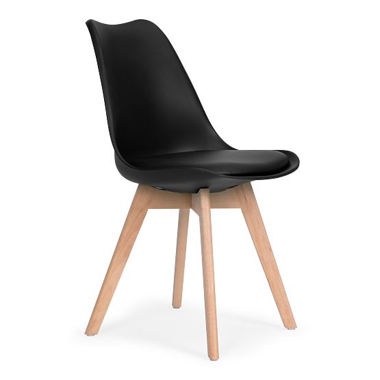 Set of 4 Living Room and Dining Chairs with Eco-Leather Cushion Black ModernHome
