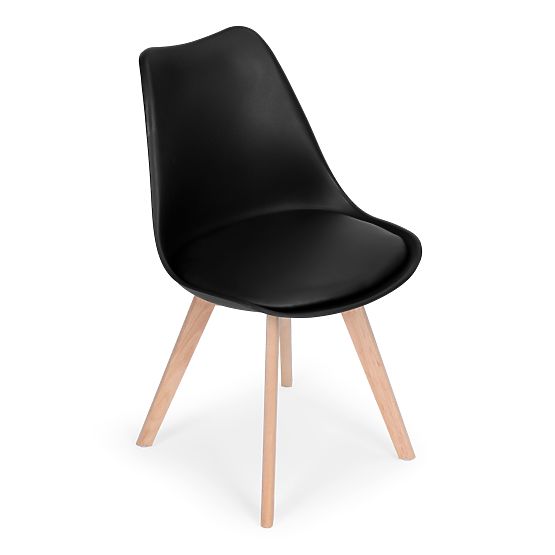 Set of 4 Living Room and Dining Chairs with Eco-Leather Cushion Black ModernHome