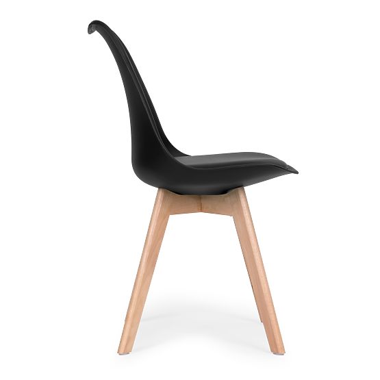 Set of 4 Living Room and Dining Chairs with Eco-Leather Cushion Black ModernHome