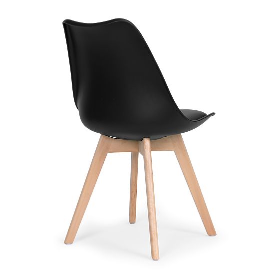 Set of 4 Living Room and Dining Chairs with Eco-Leather Cushion Black ModernHome