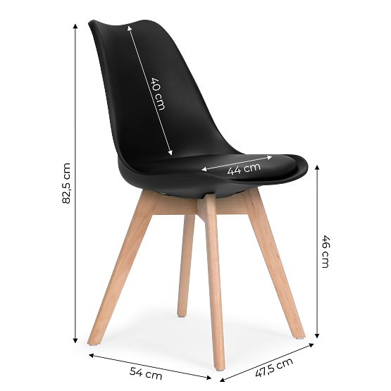 Set of 4 Living Room and Dining Chairs with Eco-Leather Cushion Black ModernHome