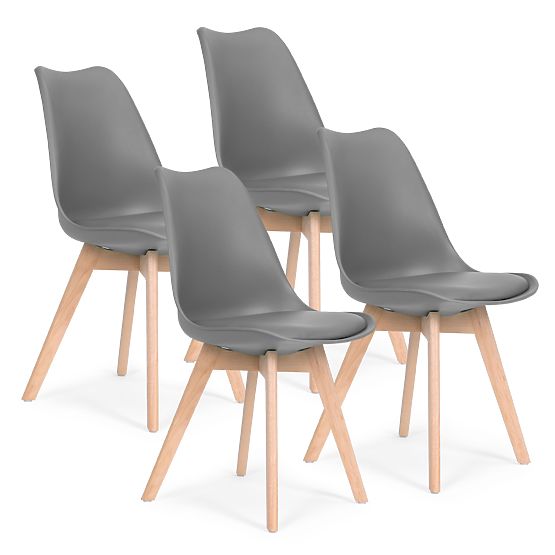 Set of 4 Living Room and Dining Room Chairs with Cushion Grey ModernHome
