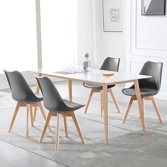 Set of 4 Living Room and Dining Room Chairs with Cushion Grey ModernHome
