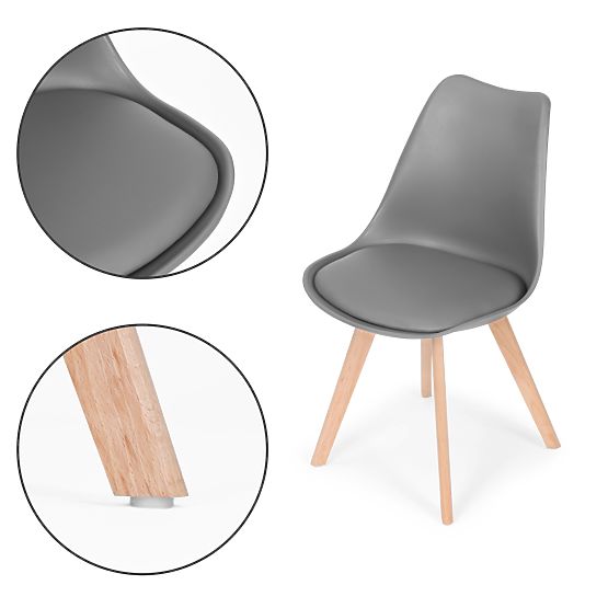 Set of 4 Living Room and Dining Room Chairs with Cushion Grey ModernHome