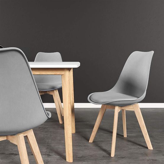 Set of 4 Living Room and Dining Room Chairs with Cushion Grey ModernHome