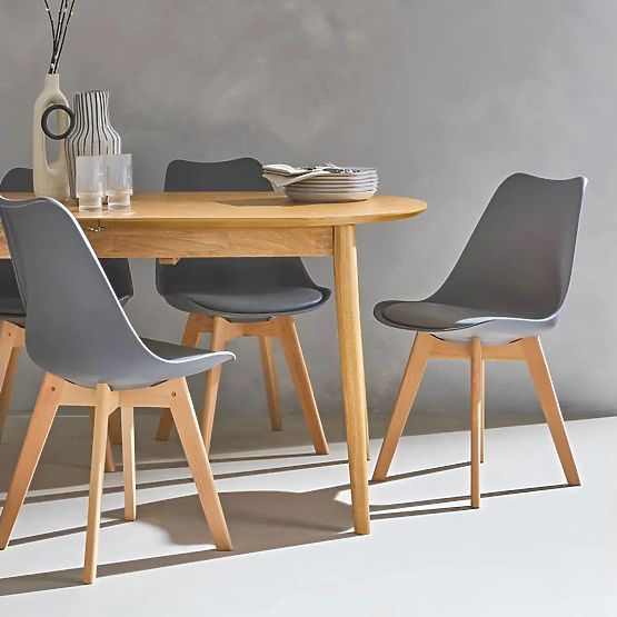 Set of 4 Living Room and Dining Room Chairs with Cushion Grey ModernHome