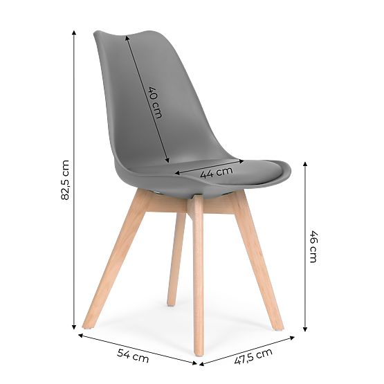 Set of 4 Living Room and Dining Room Chairs with Cushion Grey ModernHome