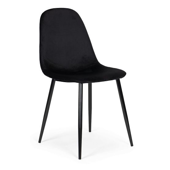 Set of 4 Velvet Chairs for Dining and Living Room - Black