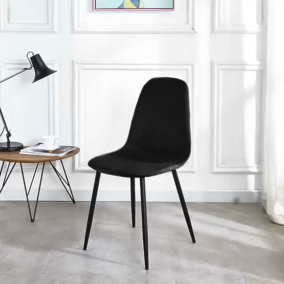 Set of 4 Velvet Chairs for Dining and Living Room - Black