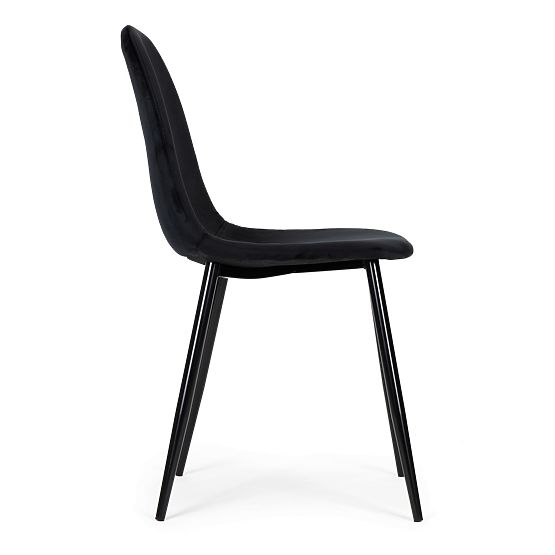 Set of 4 Velvet Chairs for Dining and Living Room - Black