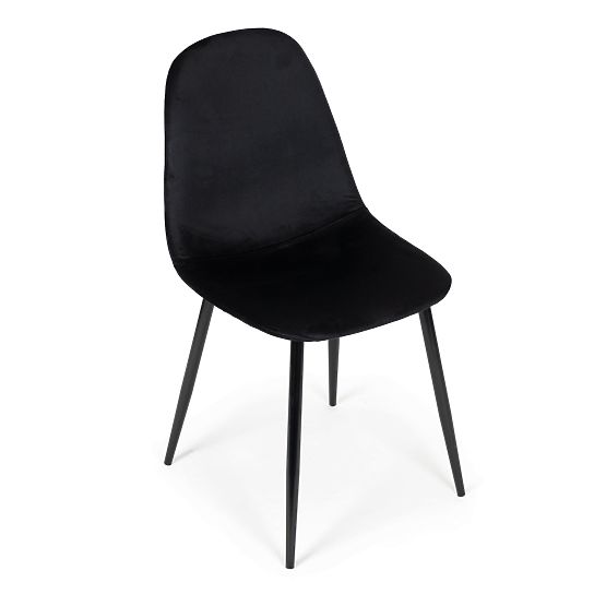 Set of 4 Velvet Chairs for Dining and Living Room - Black