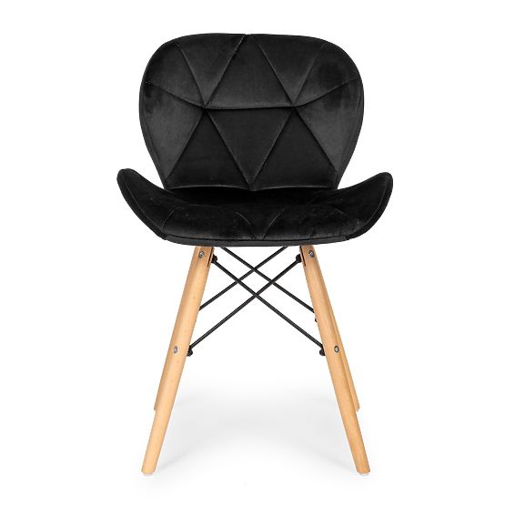 Set of 4 Velvet Chairs for Dining and Living Room - Black