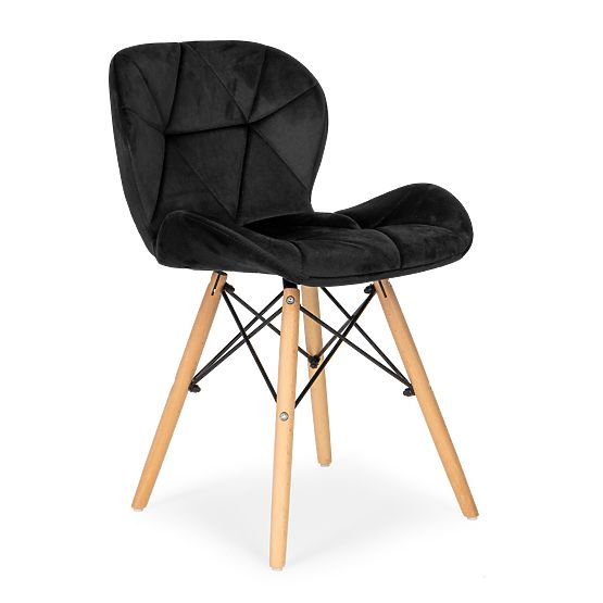 Set of 4 Velvet Chairs for Dining and Living Room - Black