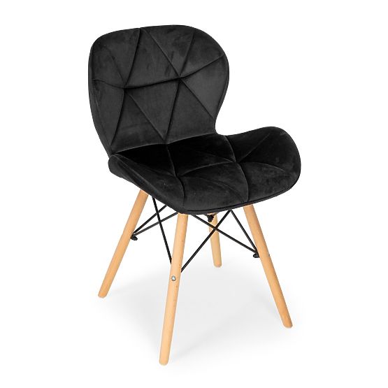 Set of 4 Velvet Chairs for Dining and Living Room - Black