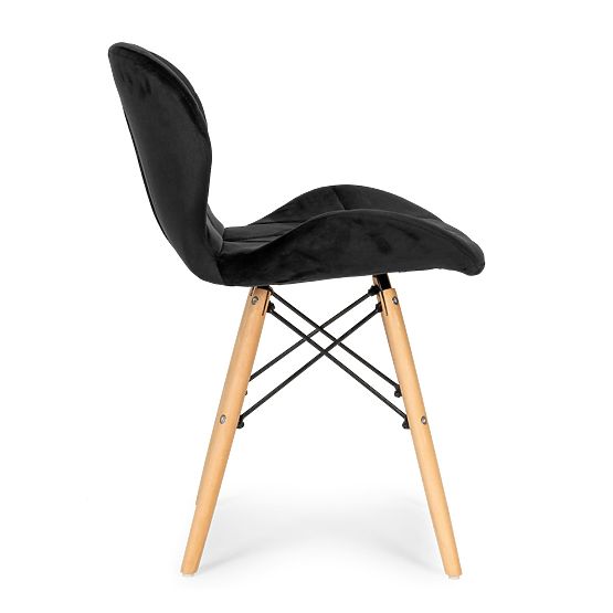 Set of 4 Velvet Chairs for Dining and Living Room - Black