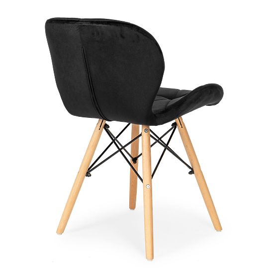 Set of 4 Velvet Chairs for Dining and Living Room - Black