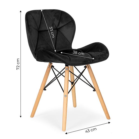 Set of 4 Velvet Chairs for Dining and Living Room - Black