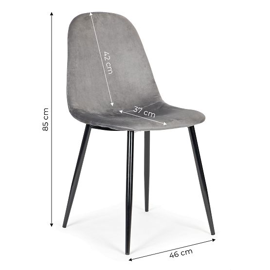 Set of 4 Velvet Chairs for Dining and Living Room - Gray