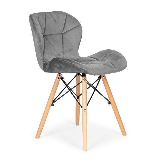 Set of 4 Velvet Chairs for Dining and Living Room - Grey