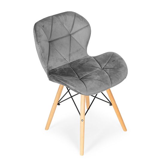 Set of 4 Velvet Chairs for Dining and Living Room - Grey