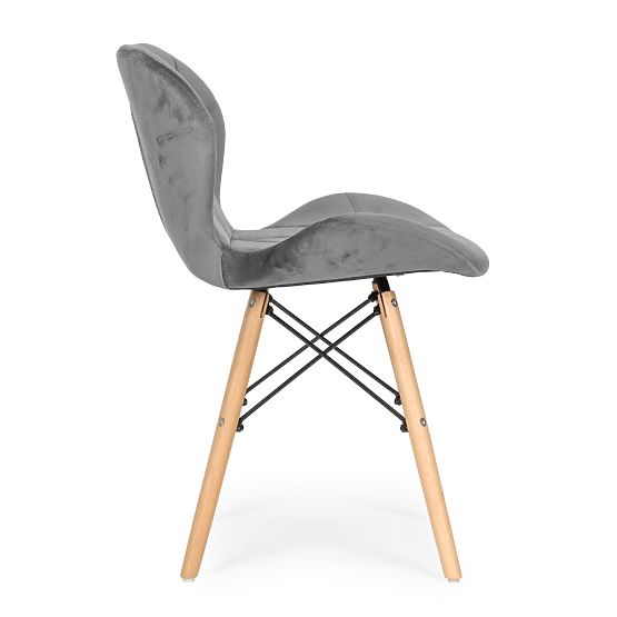 Set of 4 Velvet Chairs for Dining and Living Room - Grey