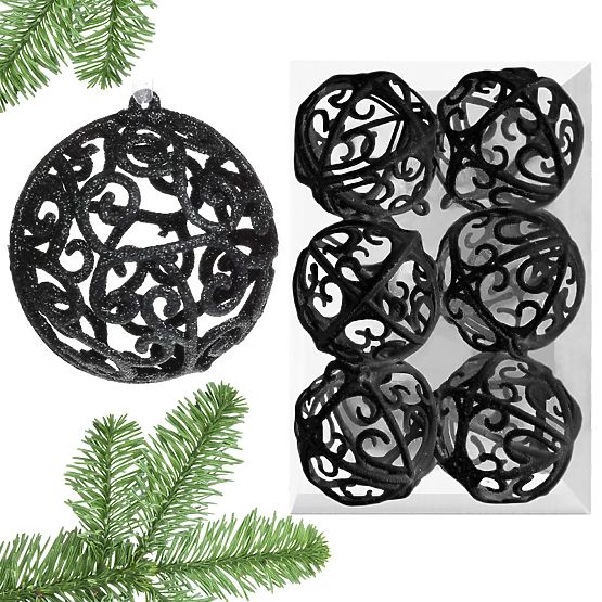 SET OF CHRISTMAS BALLS BLACK 6PCS KL-21X25
