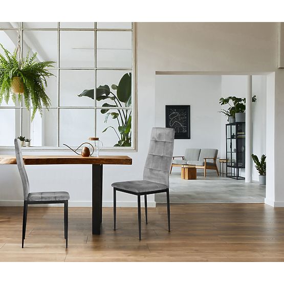 Set of Velvet Chairs for Dining and Living Room 4pcs Grey