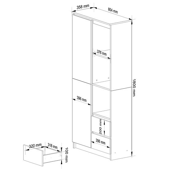 SHELF R11 R80 1D 2SZ CLP PK WHITE / GRAY