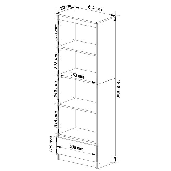 SHELF R60 1DR 4S CLP PK WHITE / WHITE GLOSS