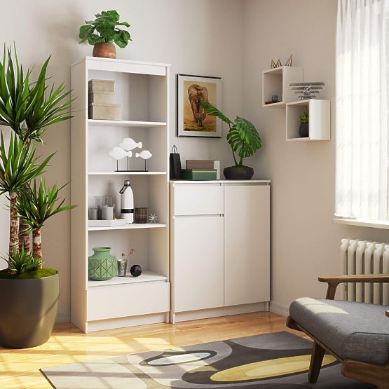 SHELF R60 1DR 4SH CLP PK WHITE