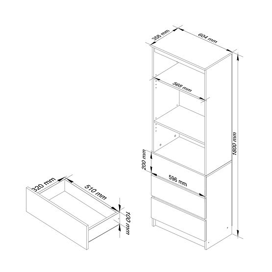 SHELF R60 3DR 2S CLP PK OAK SONOMA