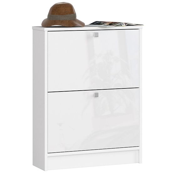 SHOE CABINET 2 FLIP DOORS 60 cm WHITE / WHITE GLOSS