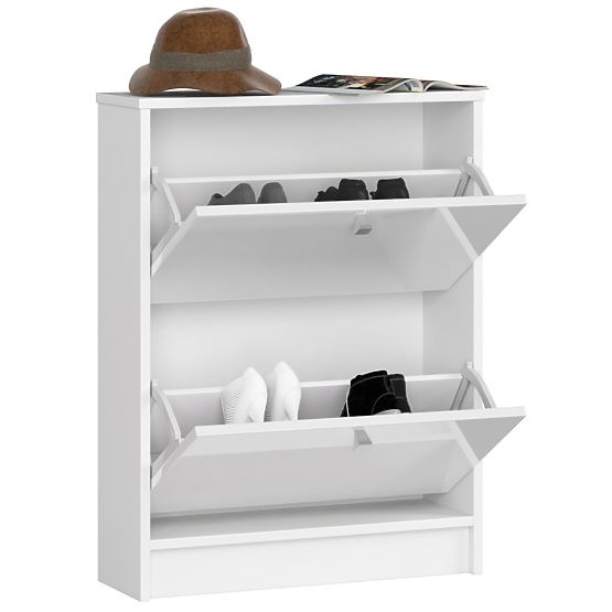 SHOE CABINET 2 FLIP DOORS 60 cm WHITE / WHITE GLOSS