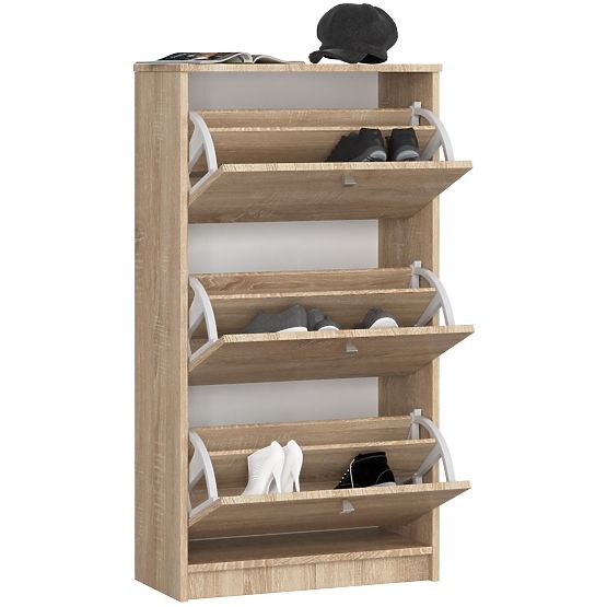 SHOE CABINET 3 FLIP DOORS 60 cm OAK SONOMA