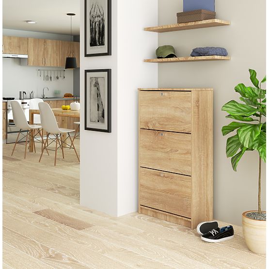 SHOE CABINET 3 FLIP DOORS 60 cm OAK SONOMA