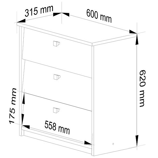 Shoe Cabinet MINI 3 Flip Doors 60 cm - White