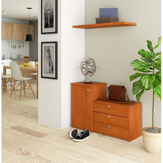 Shoe Cabinet S16 with Dresser 3 Flip Doors - Alder