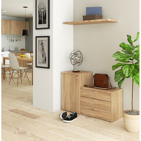 Shoe Cabinet S16 with Dresser 3 Flip Doors - Sonoma Oak