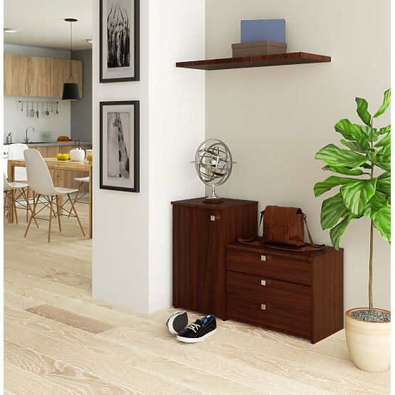 Shoe Cabinet S16 with Dresser 3 Flip Doors - Wenge