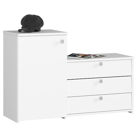 Shoe Cabinet S16 with Dresser 3 Flip Doors - White