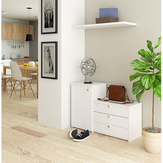 Shoe Cabinet S16 with Dresser 3 Flip Doors - White