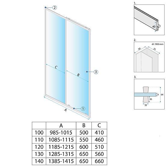 Shower Doors Rea Primo Slide 130 Chrome